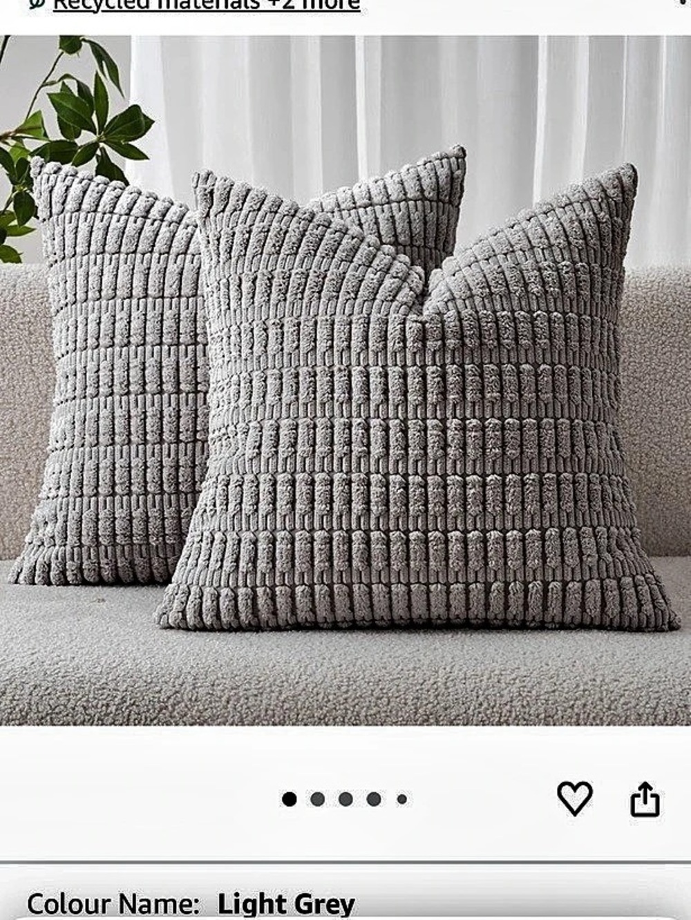MIULEE Corduroy Decorative Throw Pillow Covers Gray 18x18 Set of 2